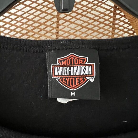 Harley Davidson Black Embellished Rhinestone Long Sleeved Tee Grand Cayman - Picture 5 of 6